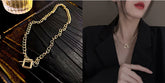 Hip hop Style square buckle necklace -X431G
